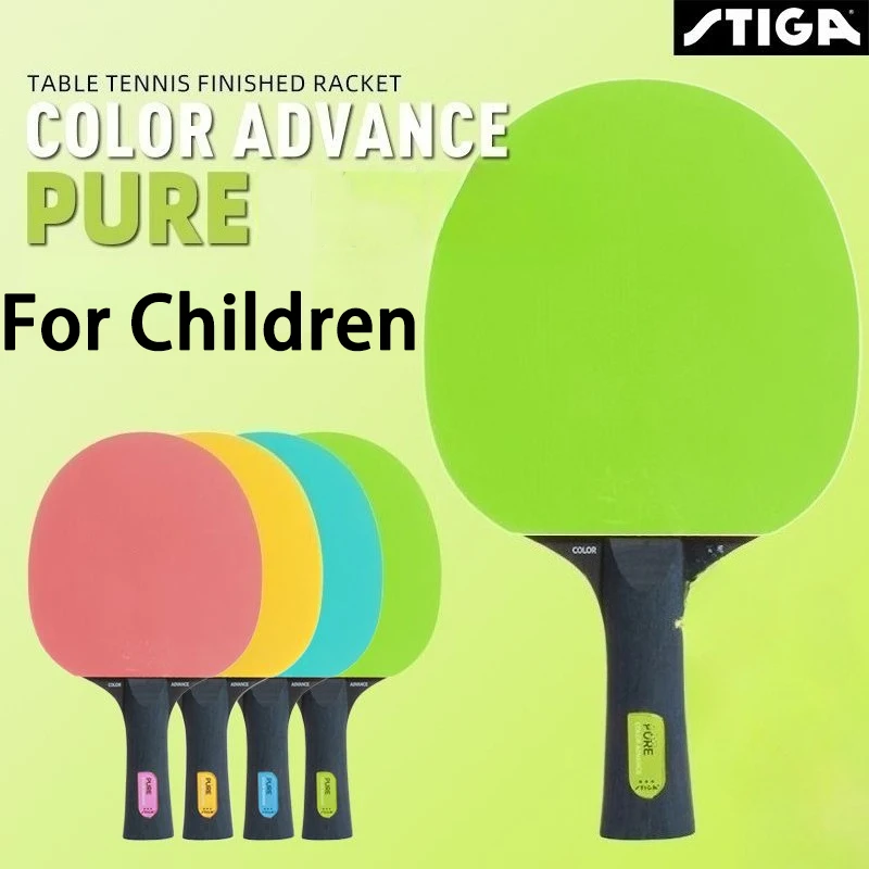 

Яркая цветная ракетка для настольного тенниса STIGA для детей, профессиональная одинарная ракетка для начинающих, длинная короткая ручка, высокая эластичность