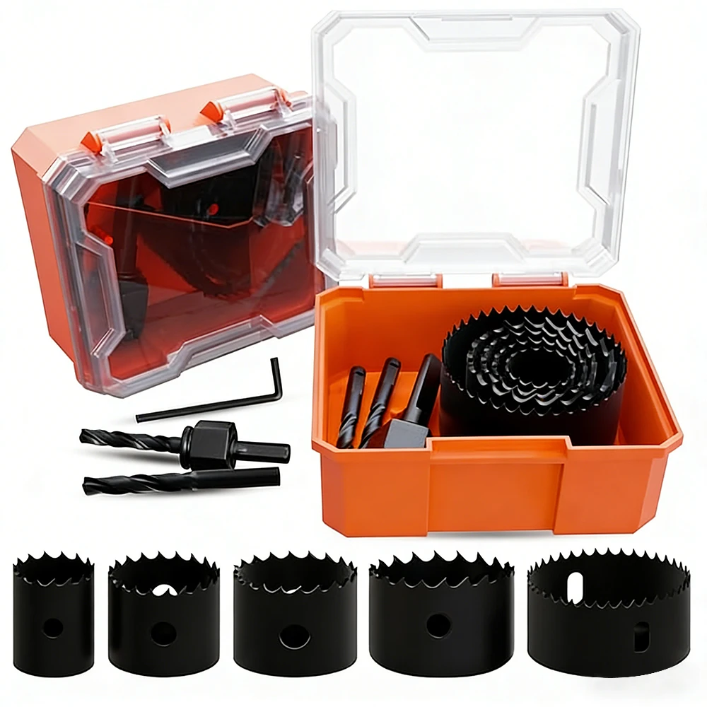 9 Pcs Wood Drilling Tool Set, 25-51mm Round Hole Cutter Bits for Wood, Drywall & Plastic Panel
