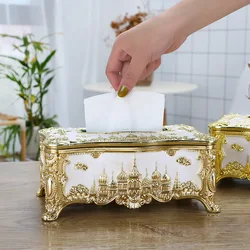 Creative European-style castle tissue holder storage box retro acrylic paper box high-end cafe home kitchen fashion paper box