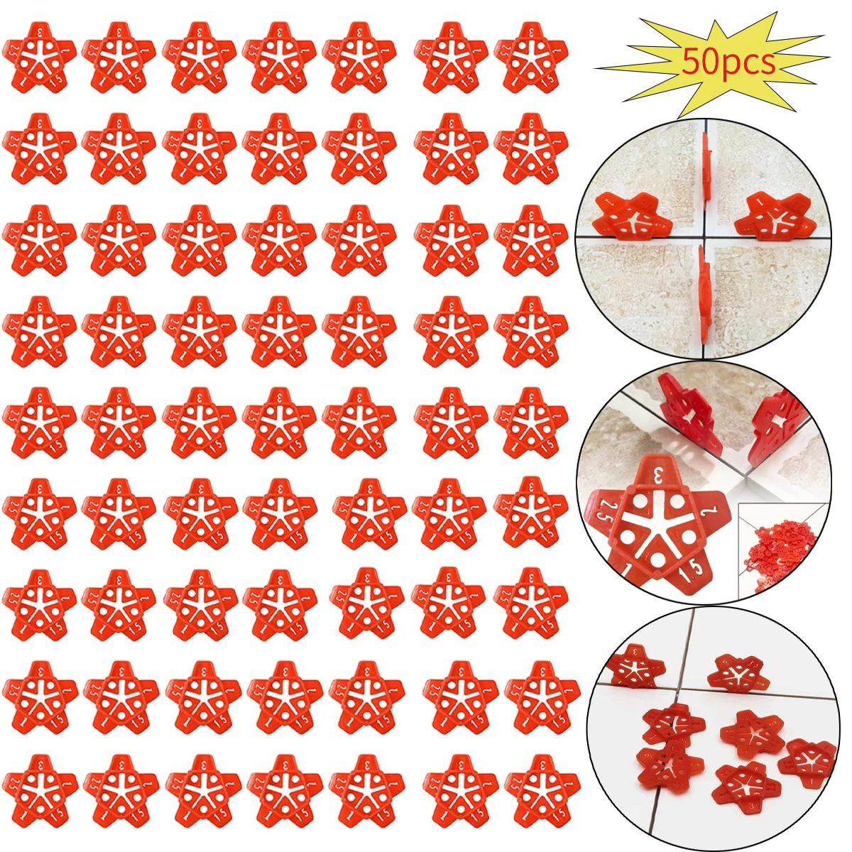 50PCS 1/1.5/2/2.5/3mm Wall Tiles Ceramic Gap Locator Tile Leveling System Gap Grout Floor Construction Tool