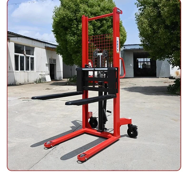 Manual hydraulic stacker 2 tons thickened C-shaped steel hand push lift forklift loading and unloading cattle forklift