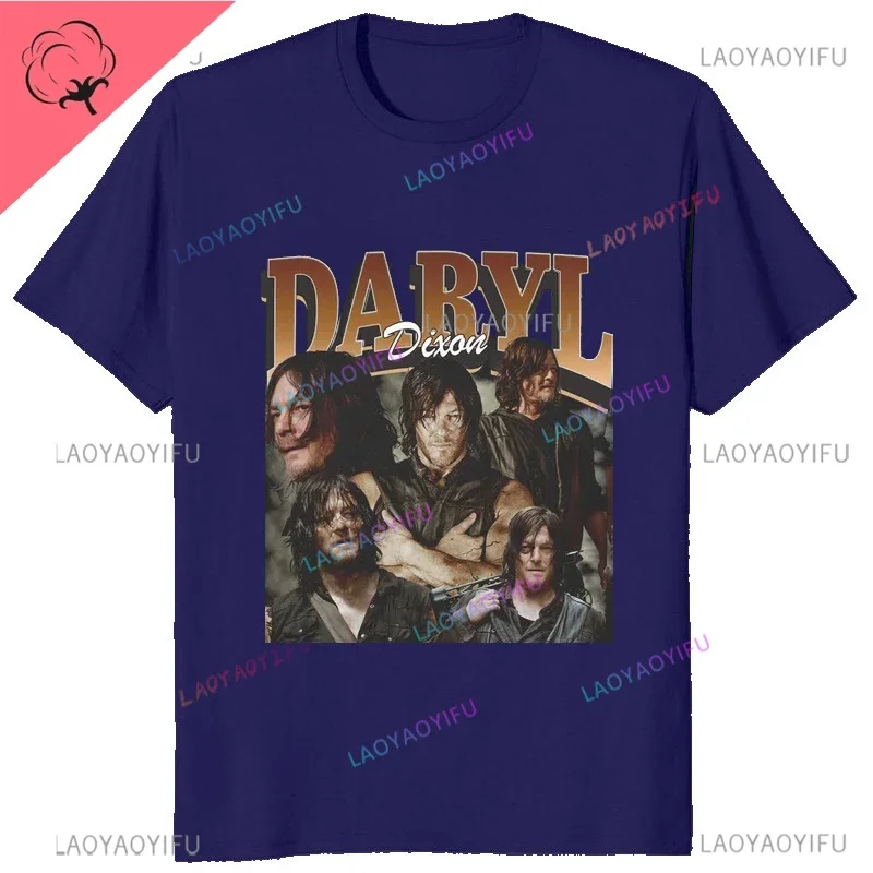 Retro Daryl Dixon Graphic T-Shirt Vintage Tops Unisex High Quality TV Series 90s T-shirts for Men Women Tshirts Cotton Tees