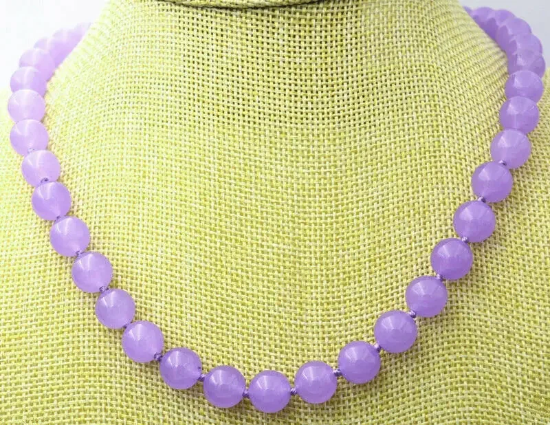 

Fashion Long 18nch; Large 12mm Purple Jade Gem round Beads Necklace AAA