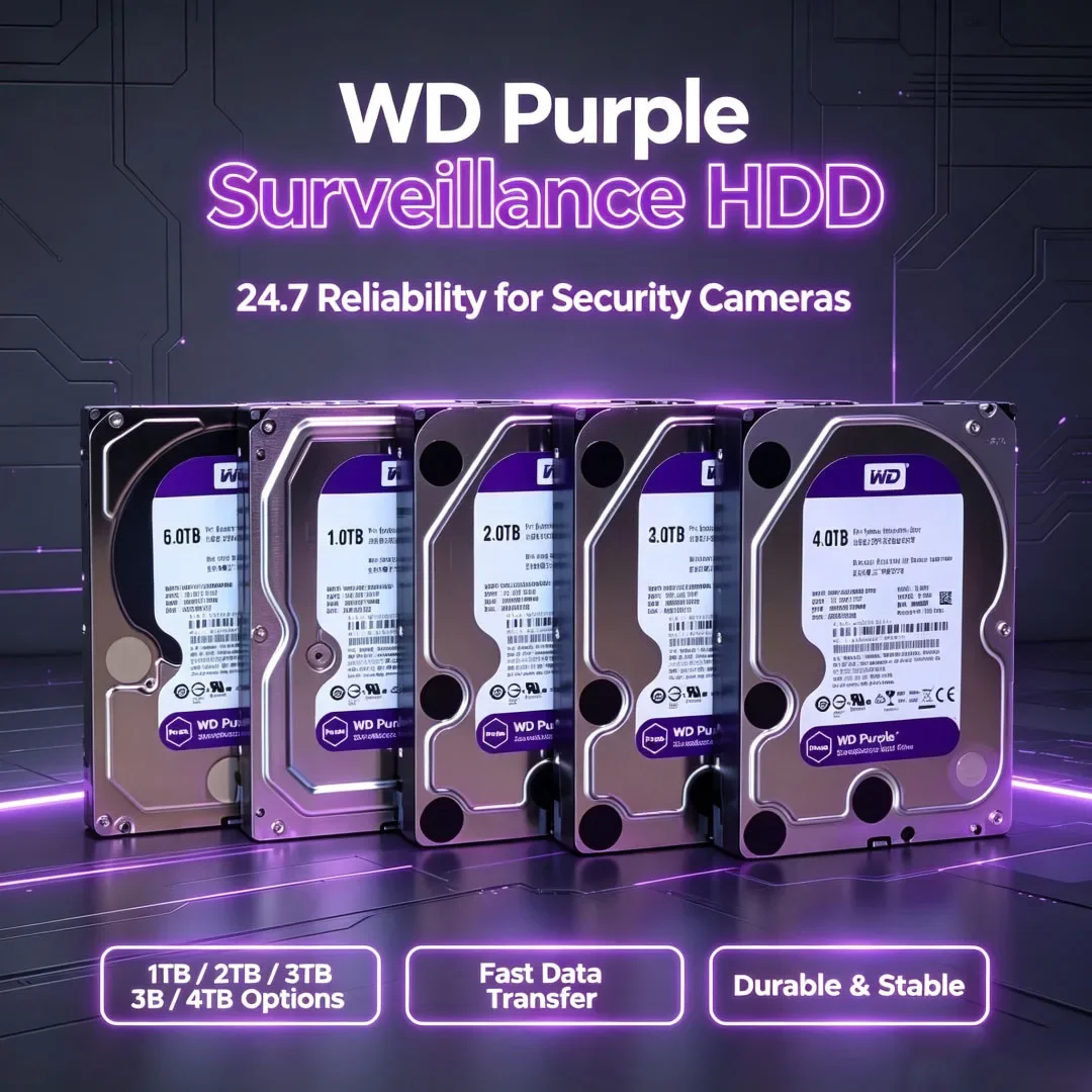 Original WD Purple 1TB 2TB 3TB 4TB 6TB Surveillance Hard Disk 3.5" SATA Enterprise Grade Monitoring HDD For Security Recorder