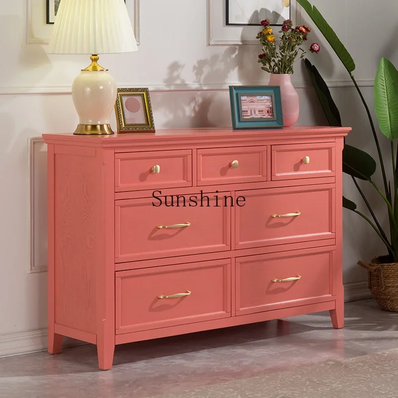 

Living room drawer bedside cabinet bedroom orange retro furniture five-bucket decorative cabinet