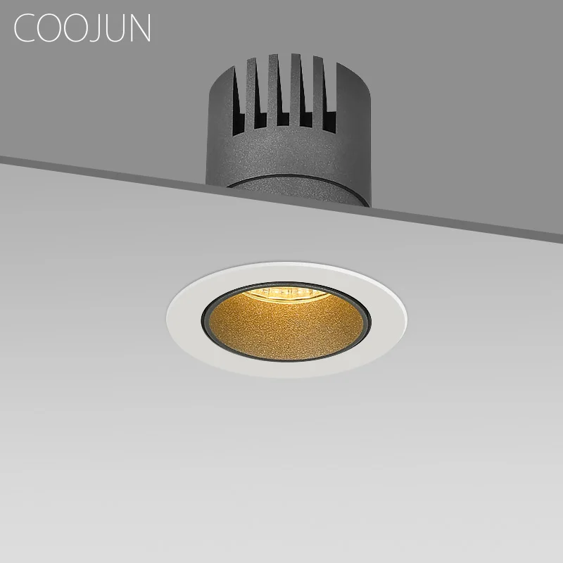 COOJUN Dimmable AC90V-260V 7W LED Spotlight Embedded Anti-dazzling COB Adjustable Angle Ceiling Lamp Downlight Home Illumination