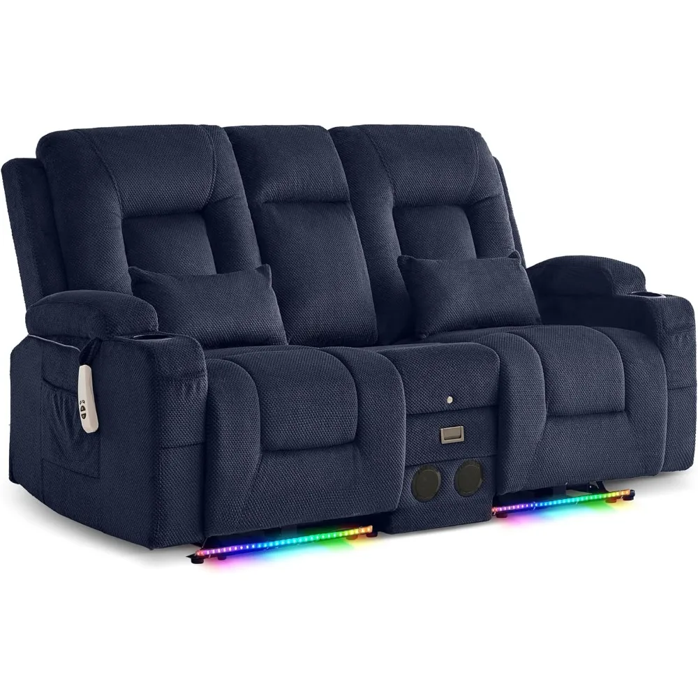 

Диван Power Loveseat с откидной спинкой и консолью с откидной спинкой, настенный диван Hugger RV с откидной спинкой и светодиодной подсветкой/Bluetoo