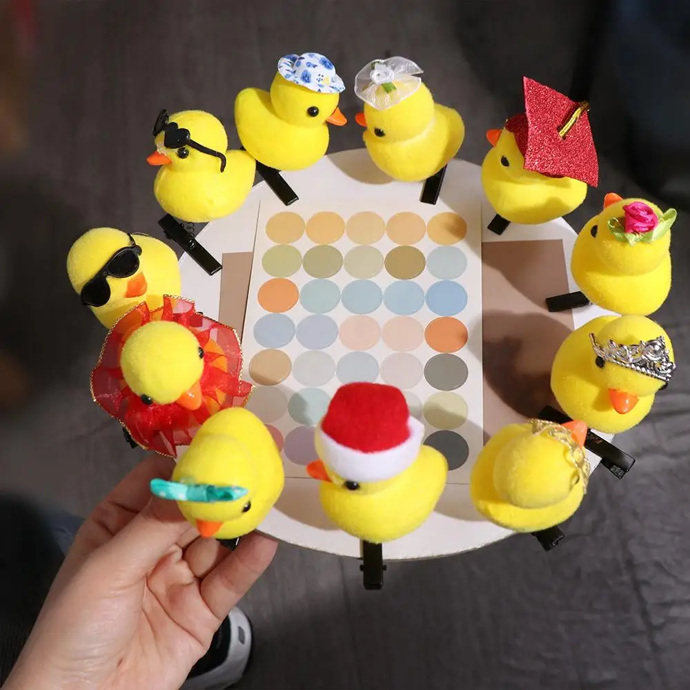 Creative Flower Duck Hair Clips Bowknot Plush Chicken Side Barrettes Animal Crown Cartoon Duckbill Clips Girls/Ladies
