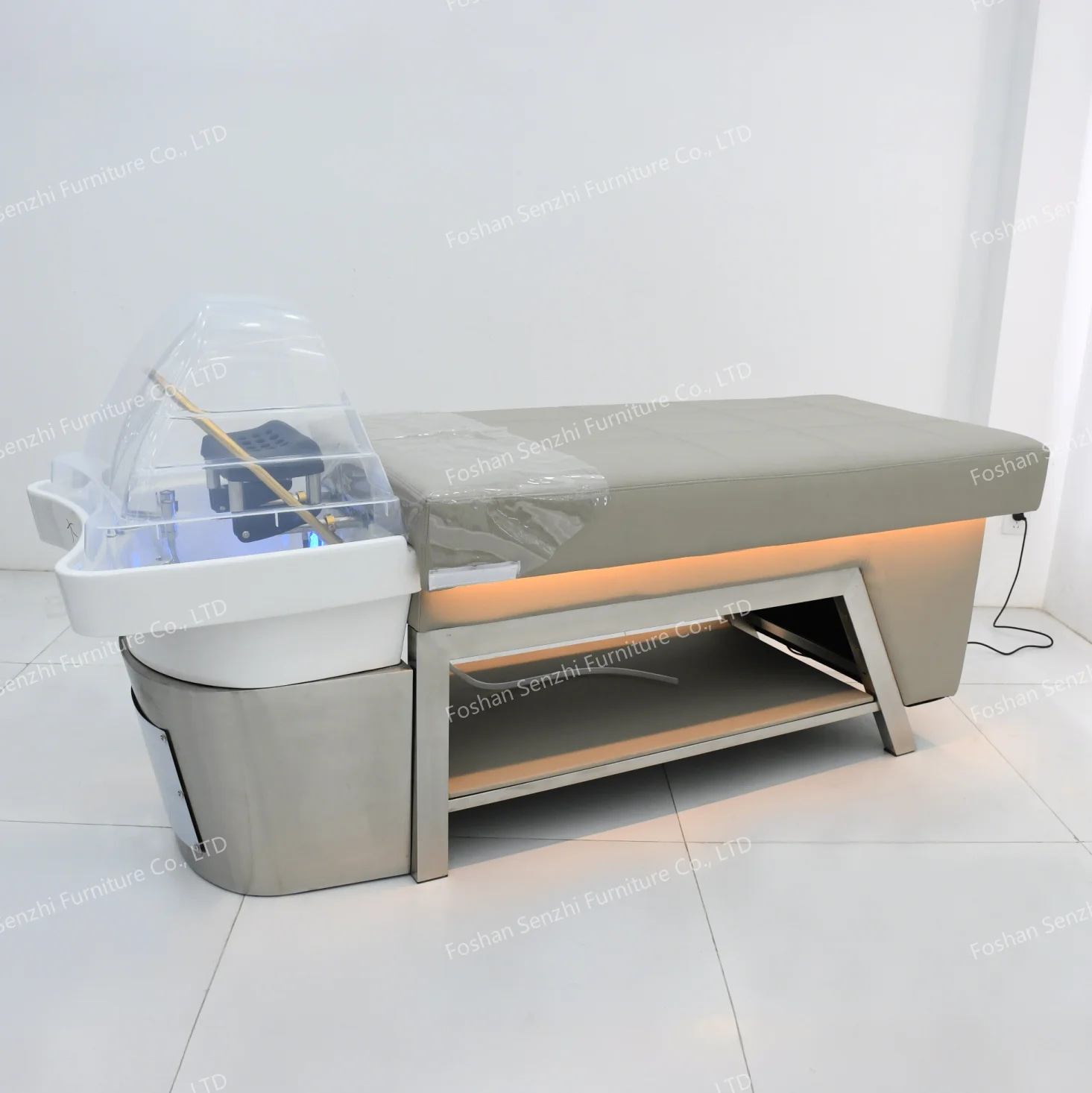 

Shampoo Bed With Light Thai Massage Table Water Circulation Head Therapy Bed