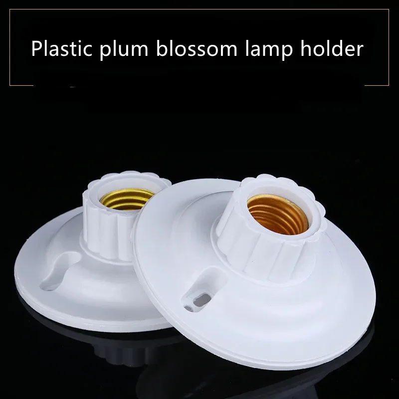 10pcs High Quality Plastic Plum Lamp Holder E27 Flame Retardant Compression  Flat Lamp Holder Hanging Lamp Socket Screw Base