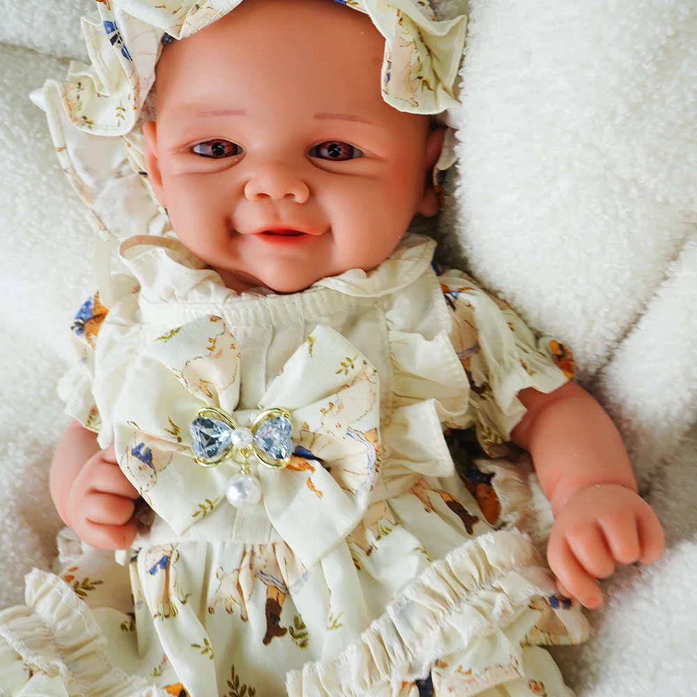 무게감 있는 여자 아기 인형 18.9인치 방수 실물 같은 전신 실리콘 리본 인형 부드러운 수제 신생아 인형 수집가 선물용