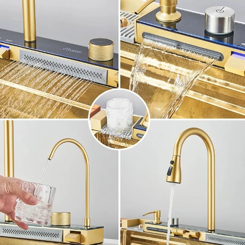 Кухонная мойка Deluxe Smart Waterfall, современная многофункциональная раковина из нержавеющей стали, утилита, фермерский дом со встроенным слоем