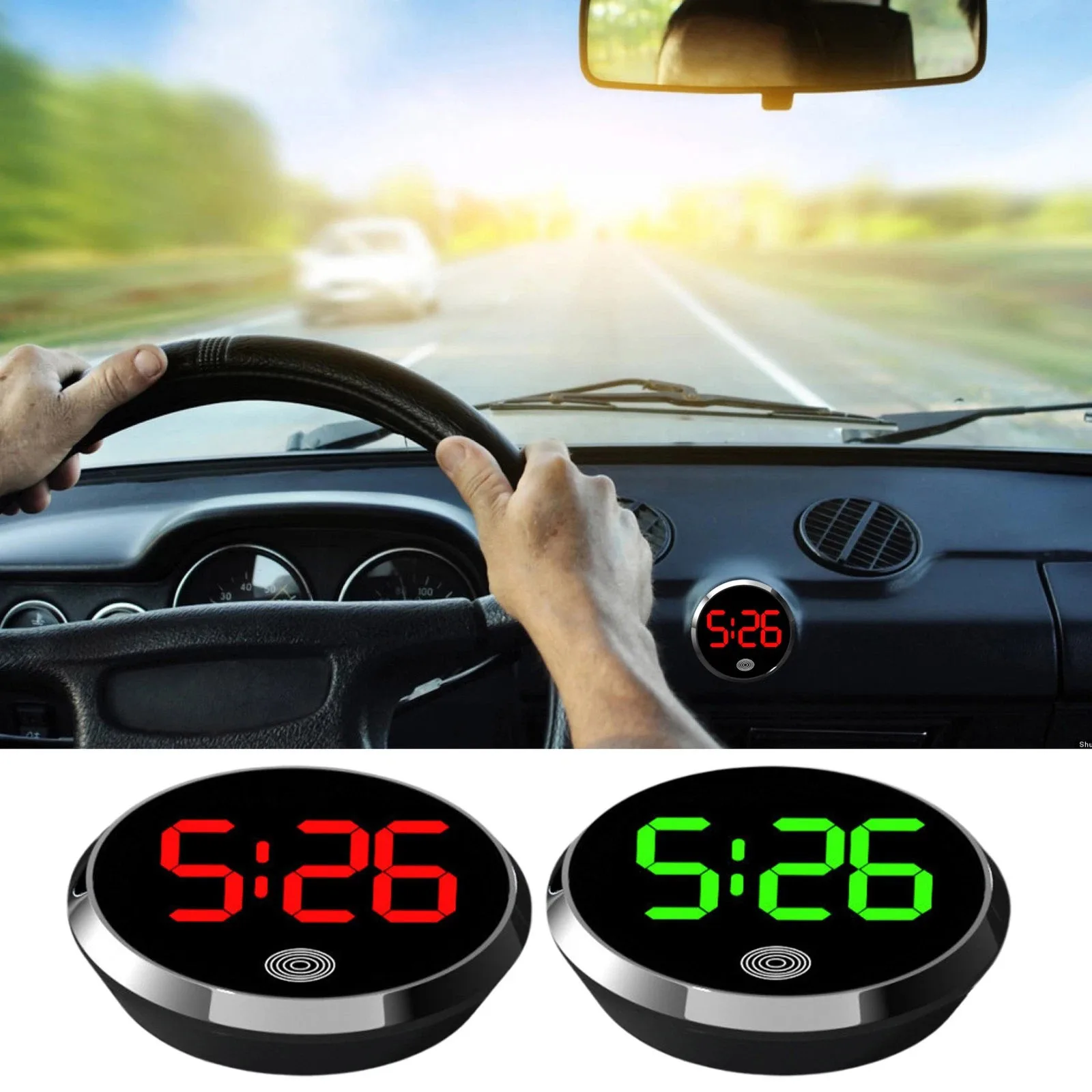 1*Mini Case Digital Dashboard Car Clock Battery Operated Stick-On Electronic Time Display for Vehicle SUV Truck Boat Decoration