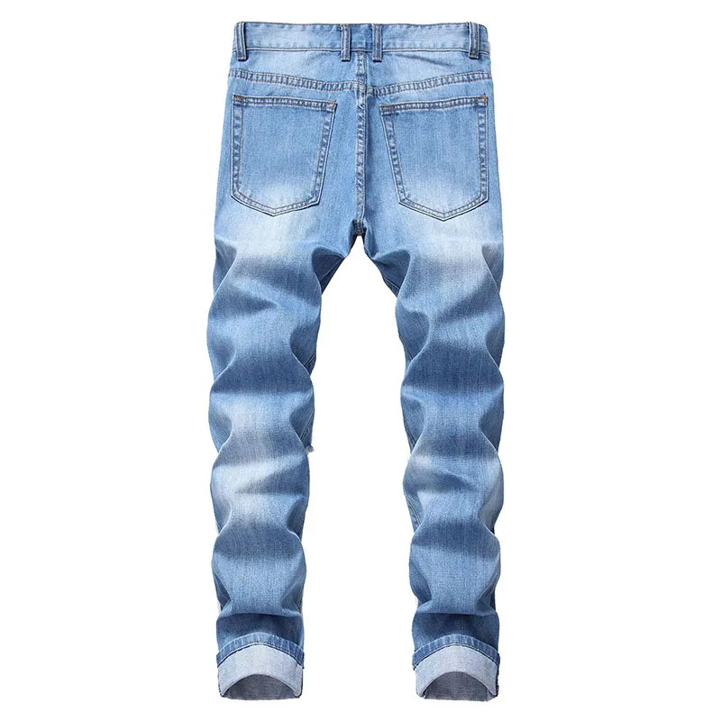 Pop 2025 New Mens Jeans Brands Straight Jeans Men Zipper Hole Streetwear Casual Pants Denim Trousers Pantalones Hombre Y2K Cloth