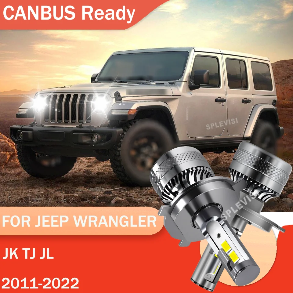 H4 200W Car Lights 6000K 12V Long-Distance Illumination For JEEP WRANGLER JK TJ JL 2011 2012 2013 2014 2015 2016 2017 2018-2022
