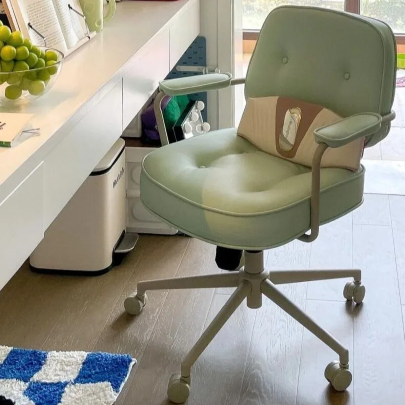 

*w for Green Tufted Office Chair Adjustable Swivel Desk Chair with Armrests Cute Aesthetic Home Office Furniture for Study Room*