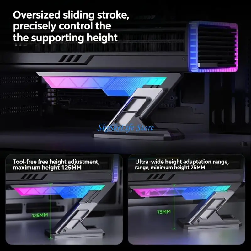 E65E ARGB Illuminating GPU Holder For Customizable With Smooth Lighting Effects