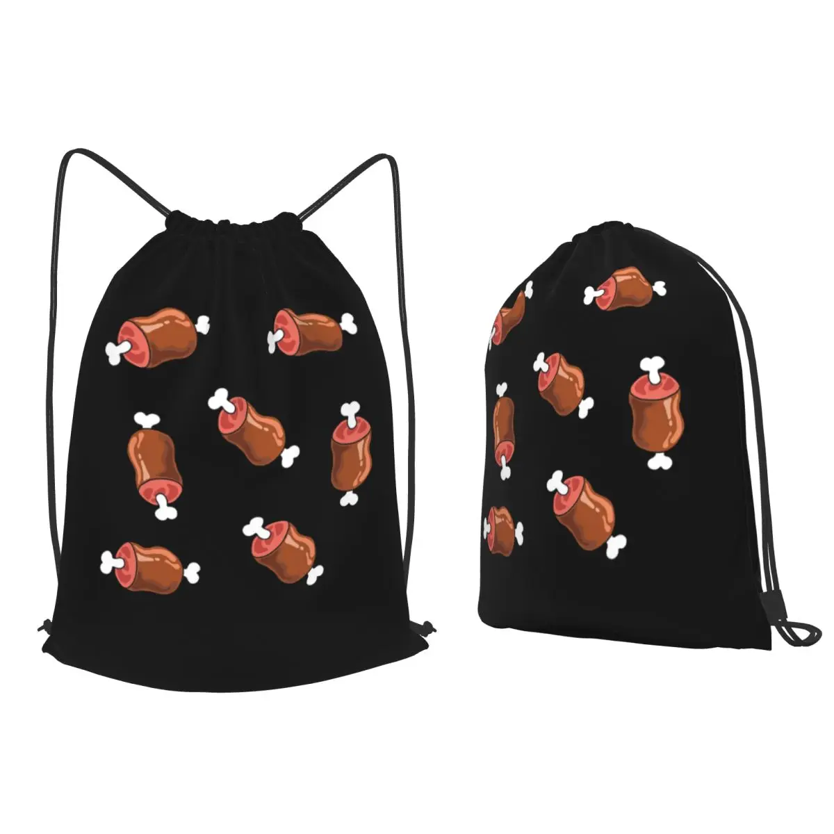 Simple Anime Manga Meat Backpacks Portable Drawstring Bags Sports Bag Book Bags for Travel School