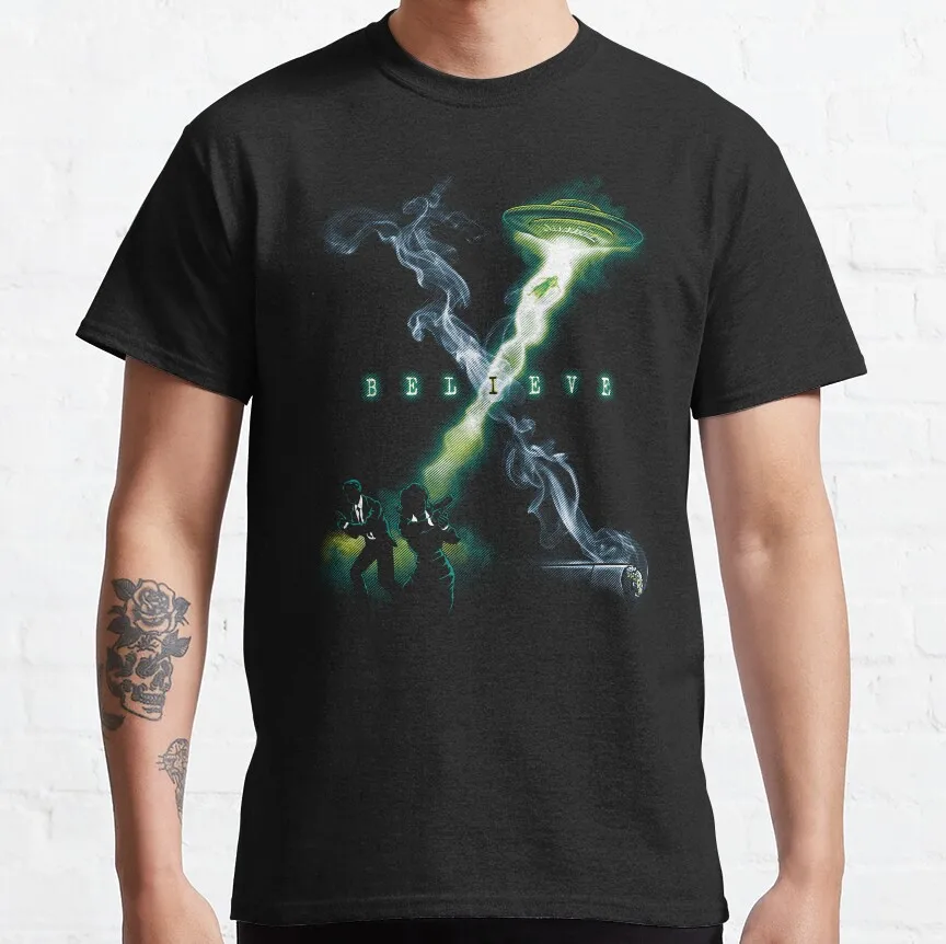 The X-Files The truth is out there Retro sci-fi movie Alien 100% cotton printed t shirt UFO Mulder and Scully plus size clothing