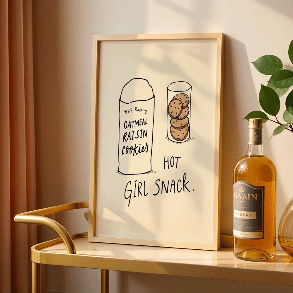Trendy Funny Oatmeal Raisin Cookies Humorous Snack Wall Art Print Canvas Painting Poster Picture For Kitchen Home Decor