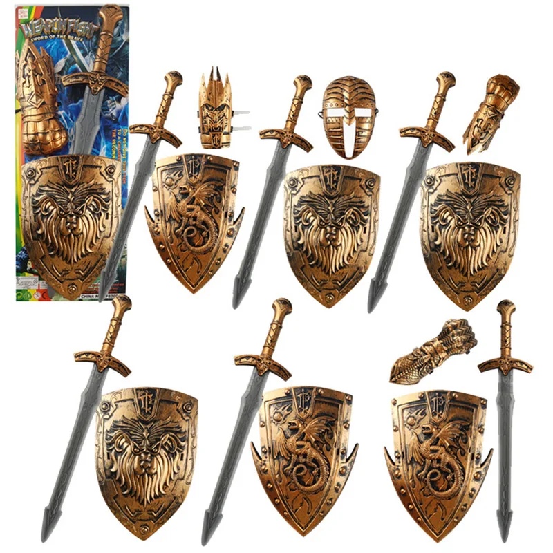 2025 New Arrival Child Knight Costume Boys Knight Cosplay For Halloween Carnival Sword Shield Gauntlets Set Toys For Kidss Up