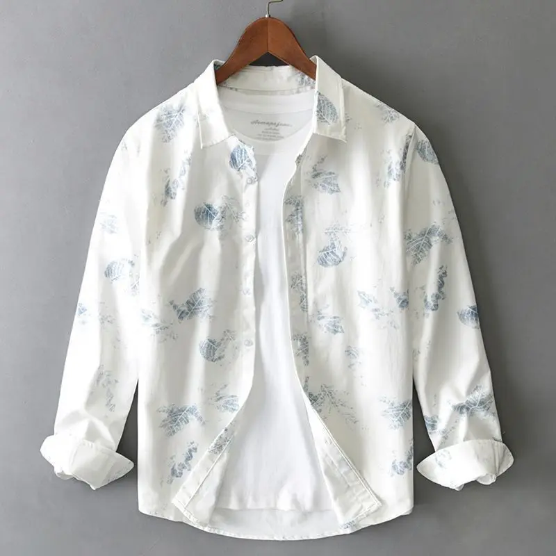 

2025 Spring and Autumn New Printed Loose Shirt Long Sleeve Men Fashionable and Casual Cardigan