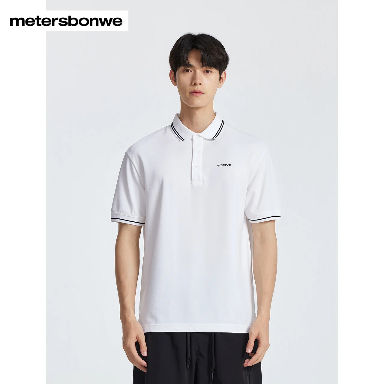 Metersbonwe Lapel Short-sleeved T-shirt for men, Pure Color Knit Casual New design Polo Tops, summer