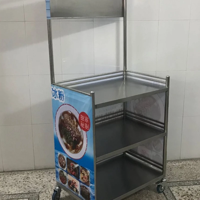 

Thickened stainless steel promotional display stand, mobile snack cart, stall, tasting table