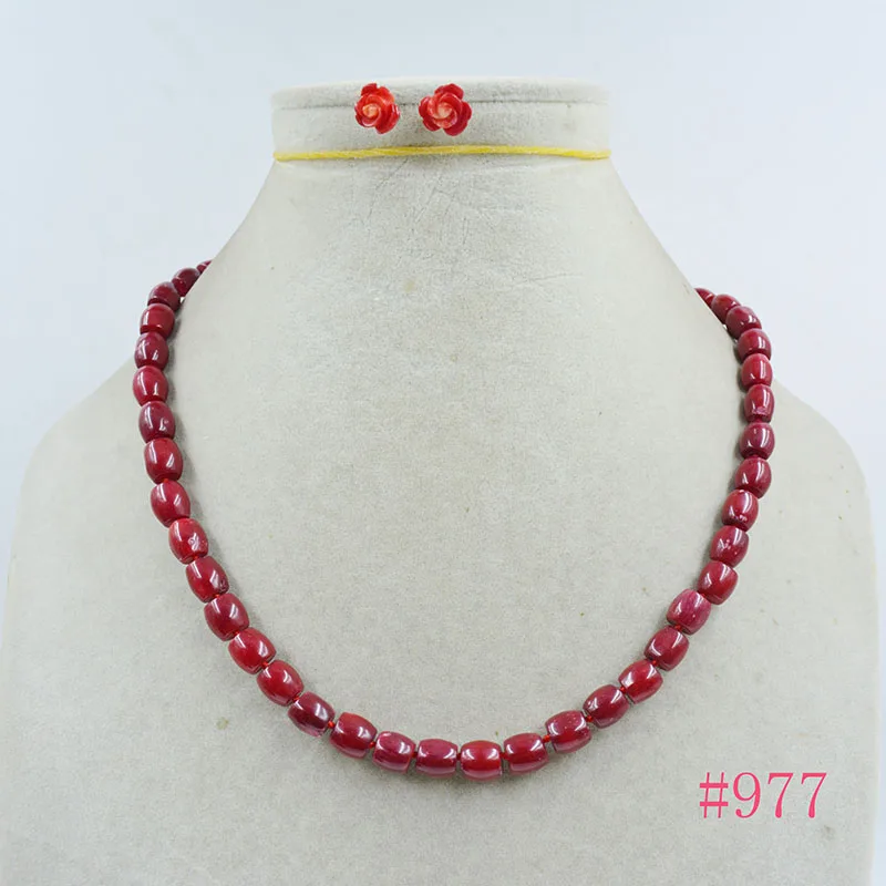 Seiko Crafted. 8mm High Quality Natural Red Coral Necklace/Earrings 18”