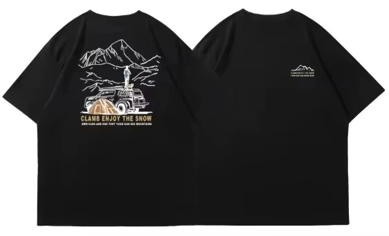 2026 Men's Oversized T Shirt Camping Mountain Adventure Graphic Print Short Sleeve Cotton Outdoor Hiking Unisex Tee