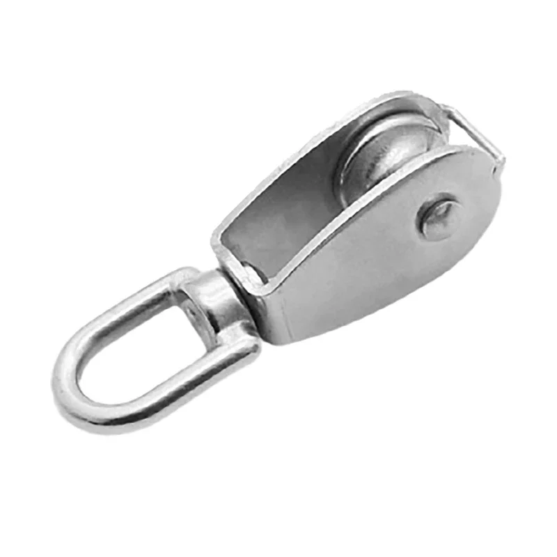 10 Pcs Stainless Steel Wire Rope Crane Pulley Block M32 Lifting Crane Swivel Hook Single Pulley Block Hanging Wire Towing Wheel