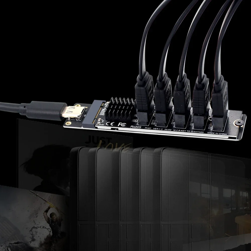 

USB C To SATA 3.0 Expansion Card 6Gbps Plug and Play USB C To SATA 3.0 Adapter Type C To 5-Ch SATA 3.0 Expander for PC Computer