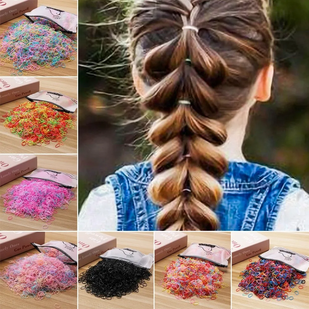 1000Pcs/Pack Small Size​​ Disposable Rubber Bands​​ ​​Non-Slip ​​Rubber Material​​ ​​Scrunchie Hair Bands​​ Elastic Bulk Pack​​