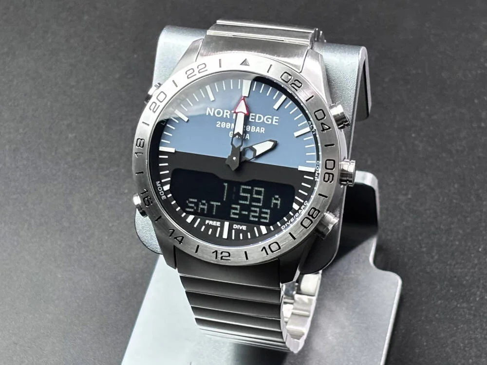 NORTH EDGE Men's Luxury Dive Watch Full Steel Military Army Smartwatch with Compass Altimeter Barometer Digital Clock Waterproof