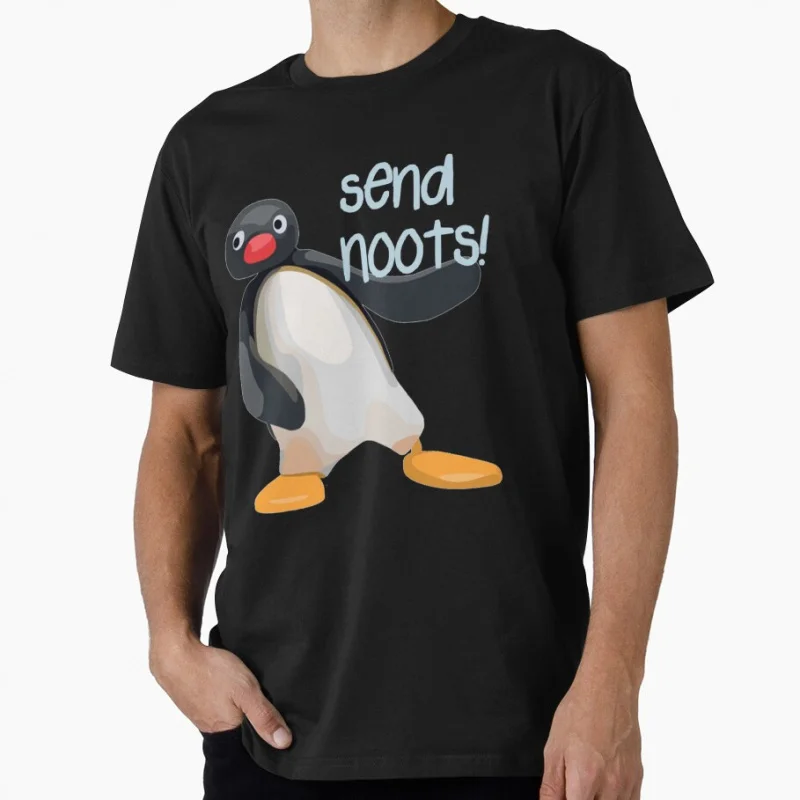 

Send Noots Noot Noot Pingu meme Gift t shirt for man 1221 Cute penguin Graphic clothes All size tops S-6XL Funny cartoon Tee