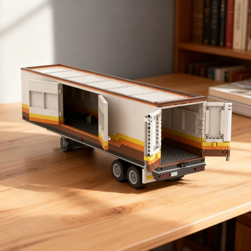 1212pcs MOC DRY-VAN Trailer Semi Trucks Mack Scale 1 21 Technical Model Building Blocks Architecture Craft Creative Education
