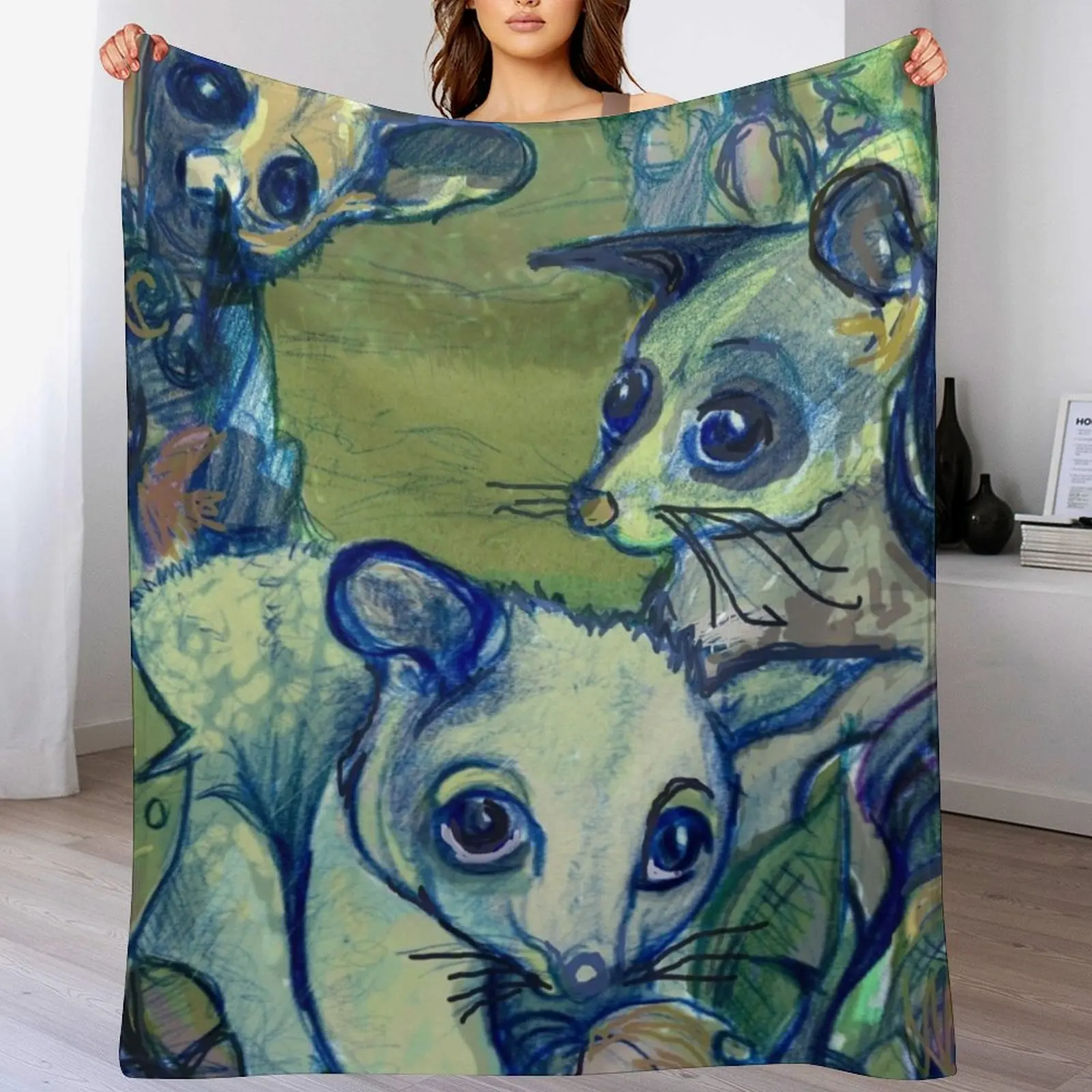 

Brushtail Possum (Trichosurus vulpecula) Throw Blanket for sofa bed plaid manga funny gift Blankets
