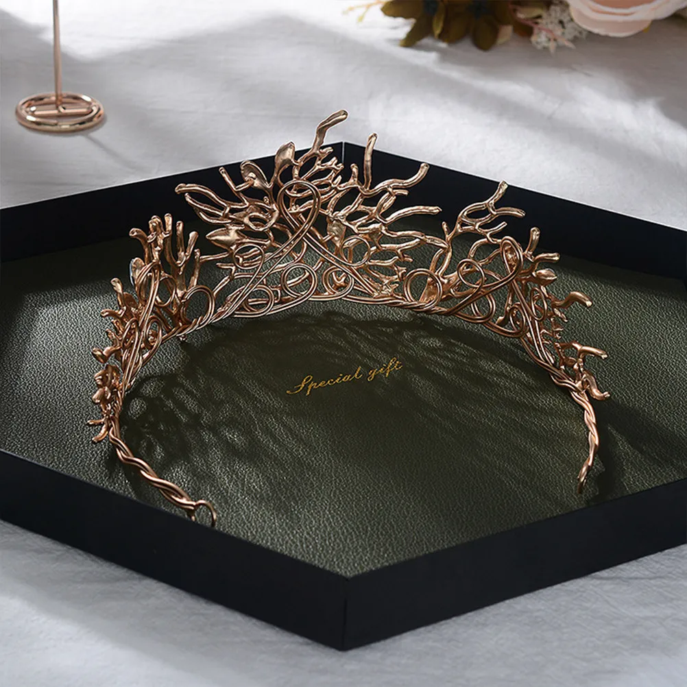 Vintage Baroque Alloy Bride Crown Wedding Tiara Elegant Bridal Headdress Rhinestone Decor Headpiece Photo Props