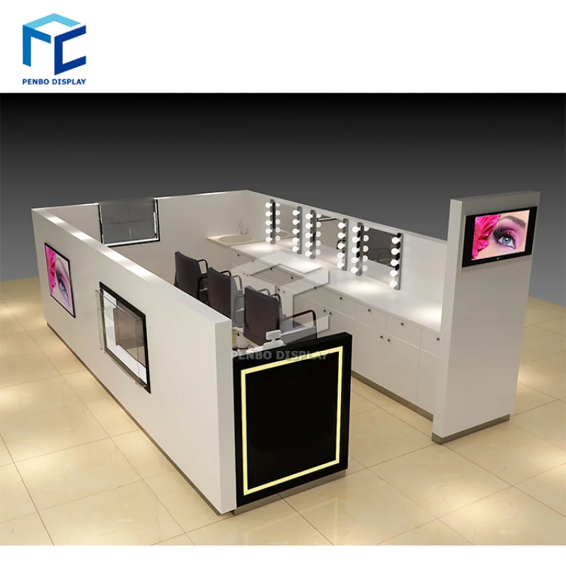 

2025customized.Abnormal Shape Eyebrow Threading Kiosk Design Brow Bar Furniture Mall Retail Eyebrow Kiosk Sale