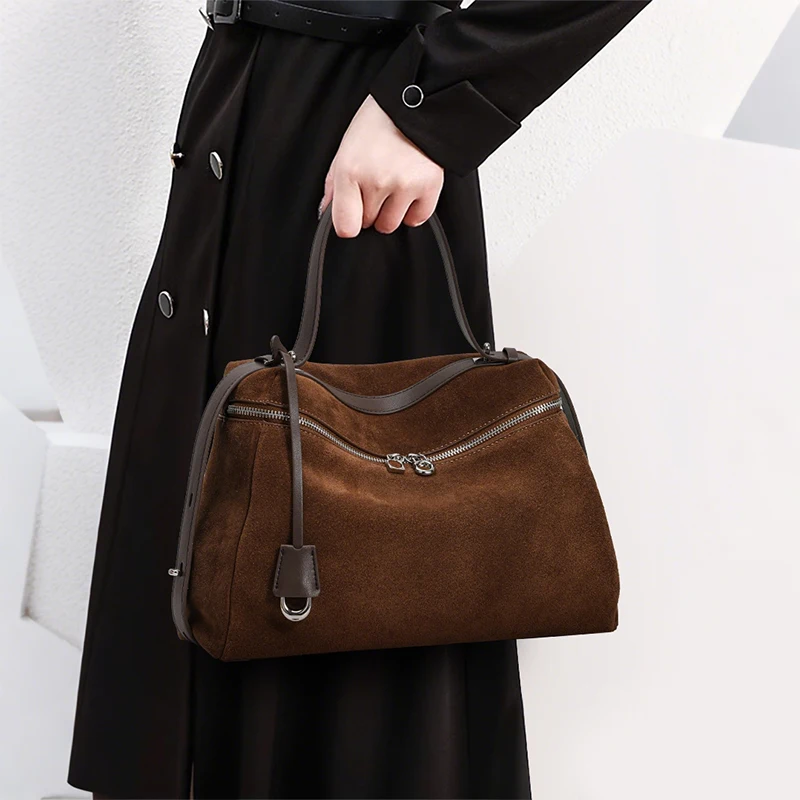 

2026 New Style Women's Suede Tote Bag, High-end Feel, Handheld, Shoulder & Crossbody, Large Capacity Ladies Laptop Bag