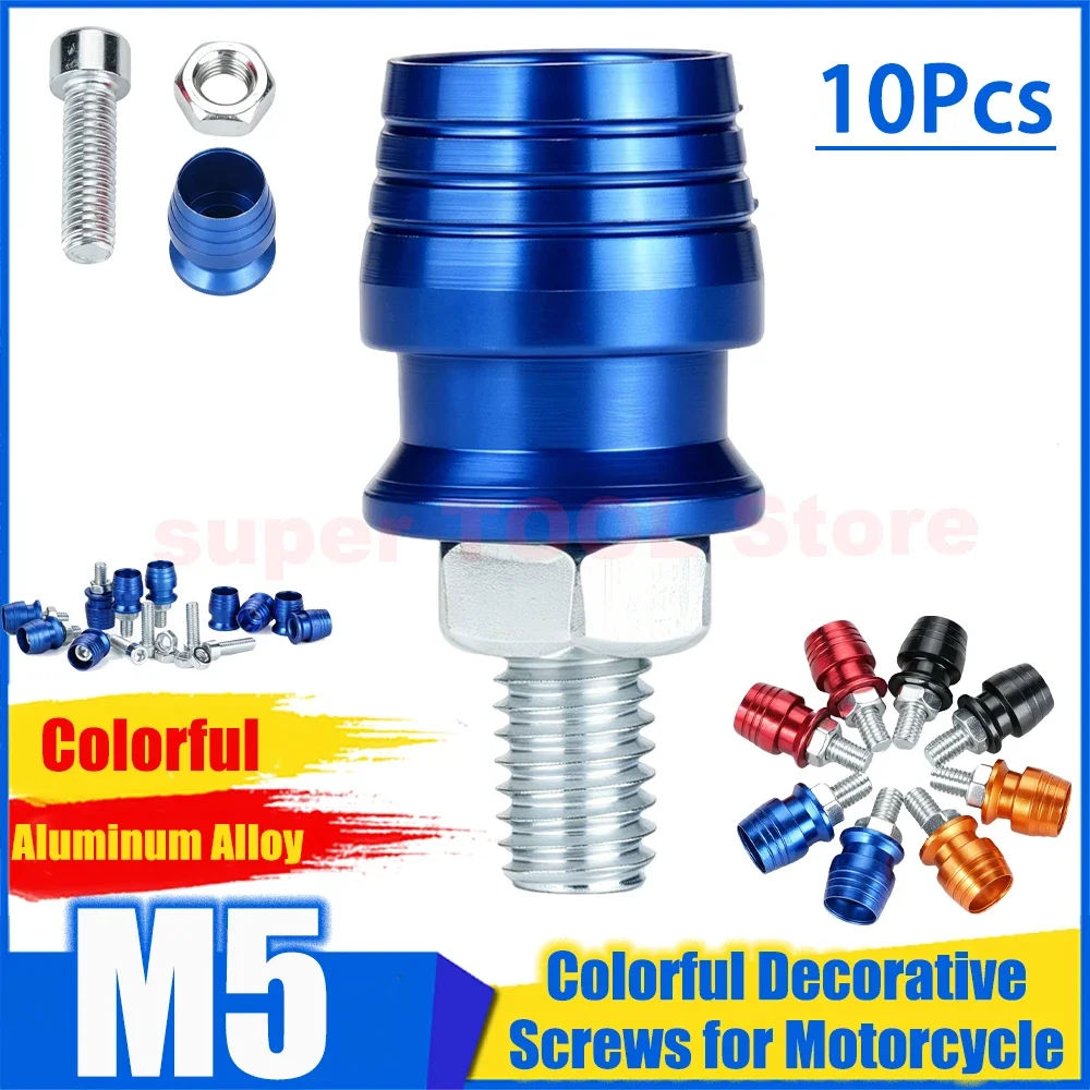10 Sets Colorful Cup-Shaped Bolts Aluminum Screws For Motorcycle Scooter Bike Modification Decor Hardware Fasteners Accessories