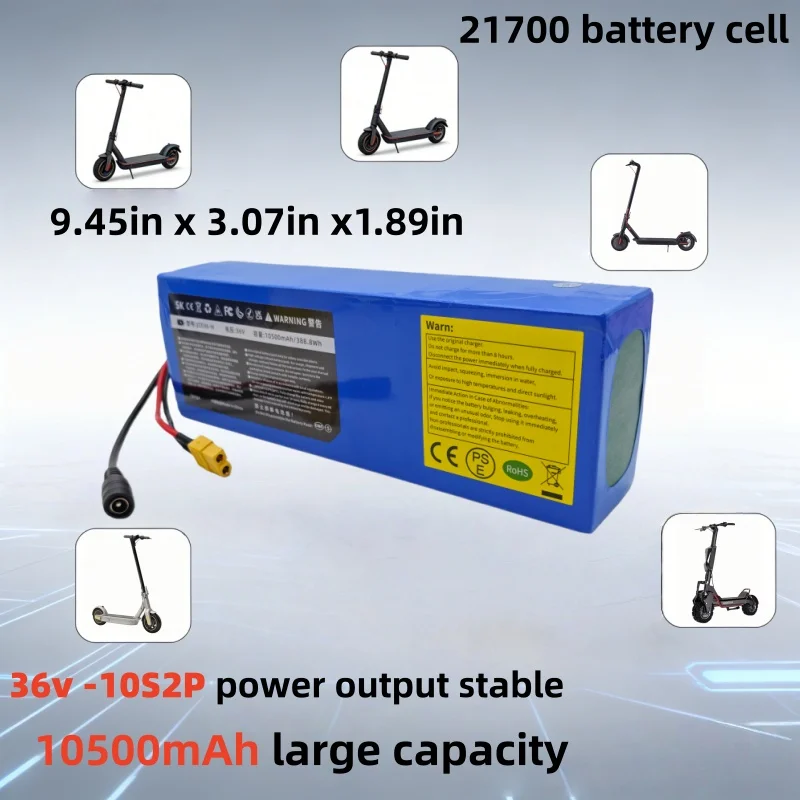 

SMKEPA 10S2P-21700 36V Lithium ion 10500mAh Dual Interface Electric Scooter Bicycle Universal Installation Convenient