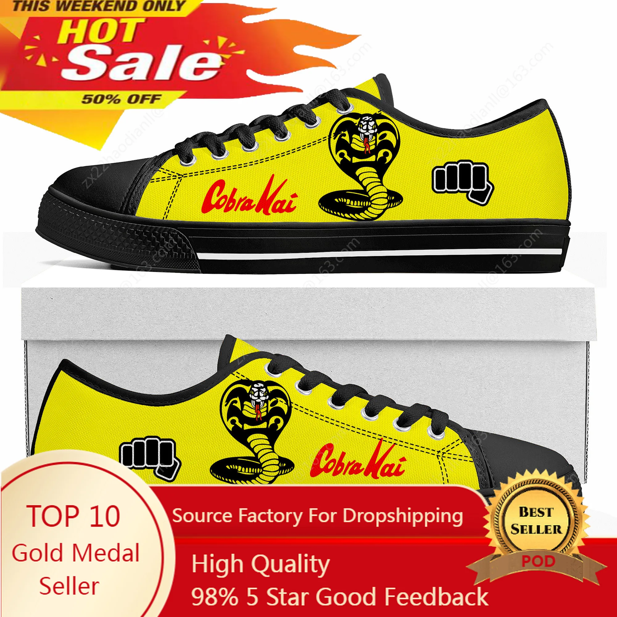 

Movie Cobra Kai Snake Low Top High Quality Sneakers No Mercy Mens Womens Teenager Canvas Sneaker Casual Couple Shoes Custom Shoe