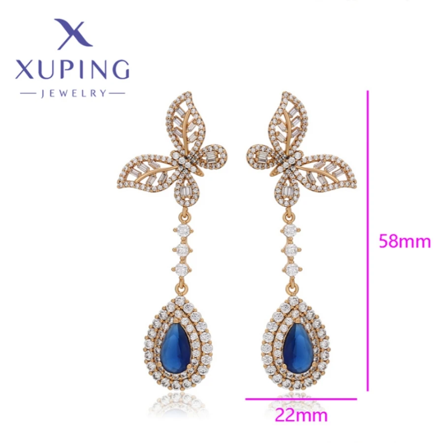Xuping Jewelry Fashion Polychrome Zirconia Gold Color Piering Hang Earrings for Women Schoolgirl Christmas Gifts X000840730