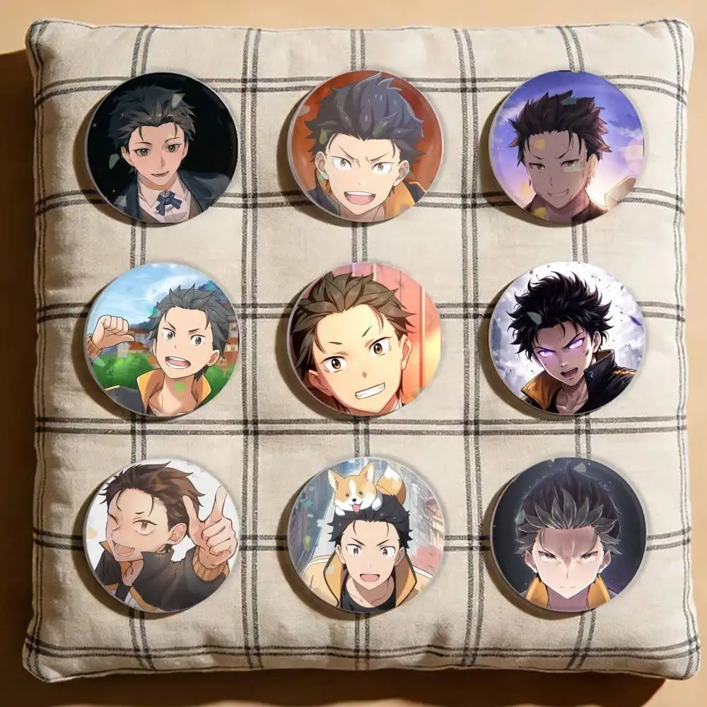 

Re Zero Subaru Natsuki Laser Badge Creative Pins Brooch for Bag Clothes Hat Decor Gifts Fans Collect