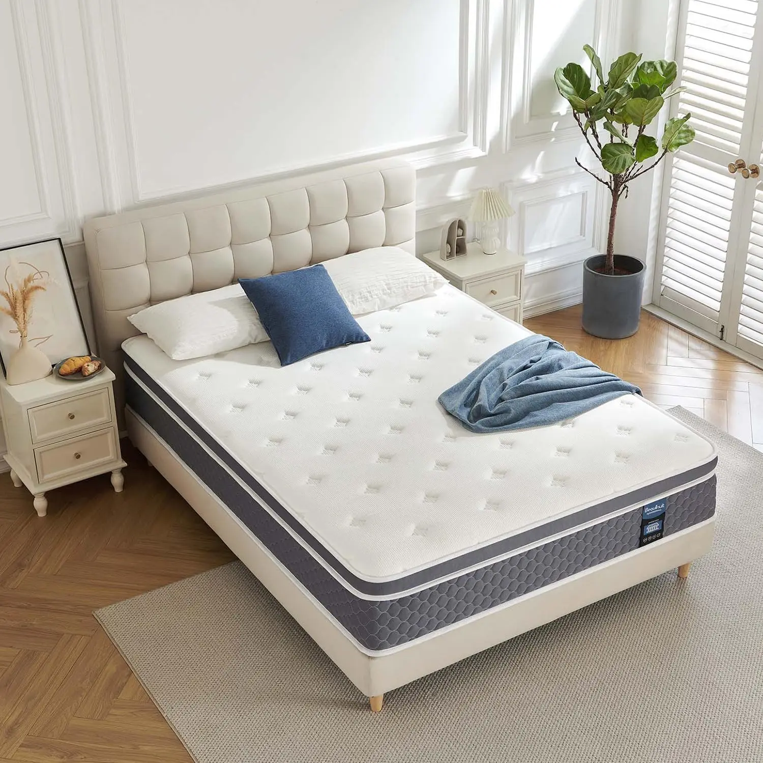 Queen Mattress,12 Inch Hybrid Mattress in a Box, Memory Foam with Pocket Springs for Pressure Relief, 120 Night Trial