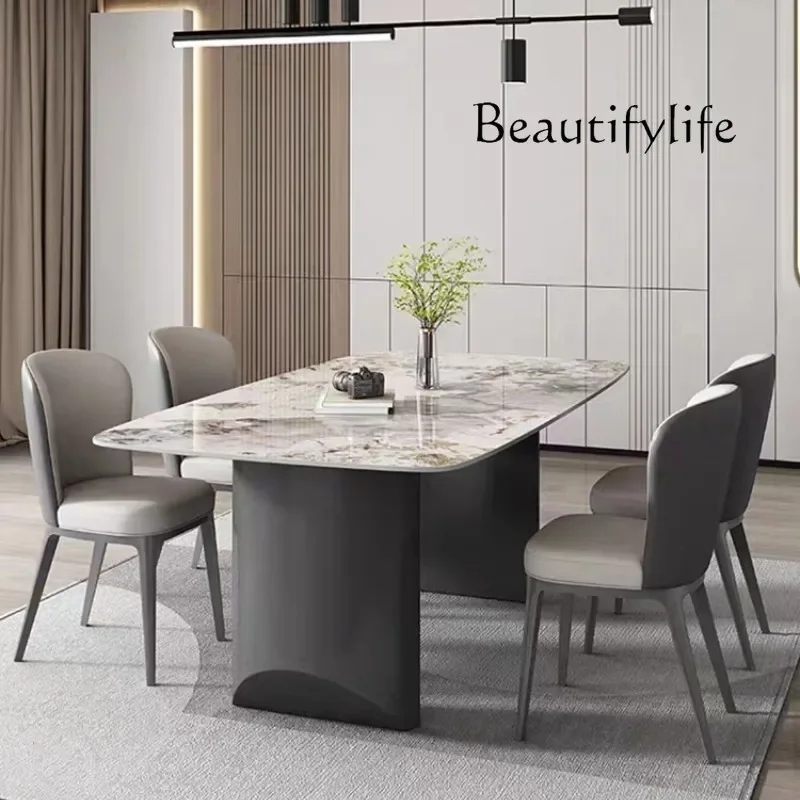 N36 Italian minimalist rock slab dining table and chair combination light luxury modern simple home