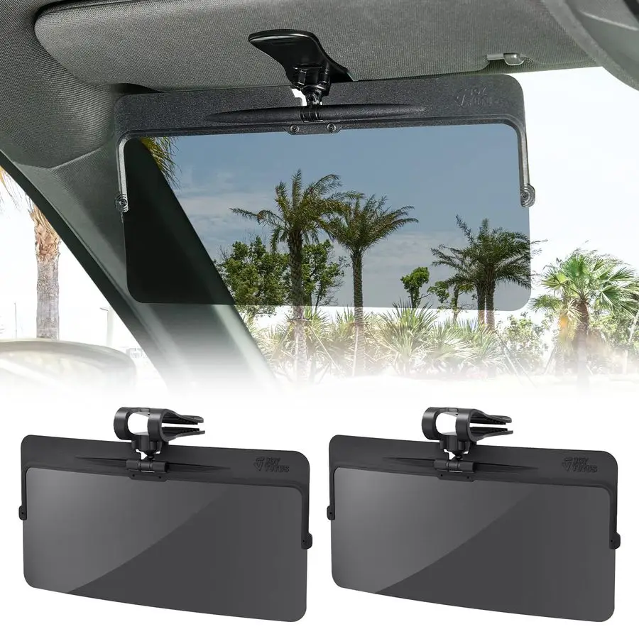 

Солнцезащитный козырек для автомобиля, комплект из 2 поляризованных удлинителей солнцезащитного козырька, универсальный антибликовый, простой в установке, удлинитель автомобильного козырька UV400, защита fr