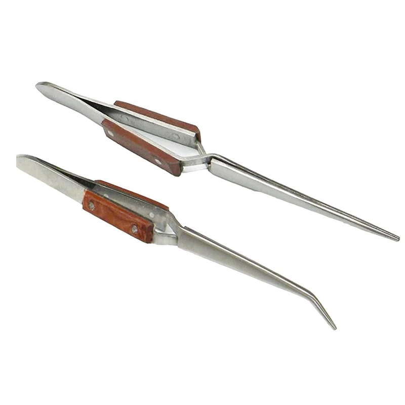 2Pcs Stainless Steel Cross Locking Lock Tweezers Self Closing Jewelry Soldering Craft Repair Hand Tool