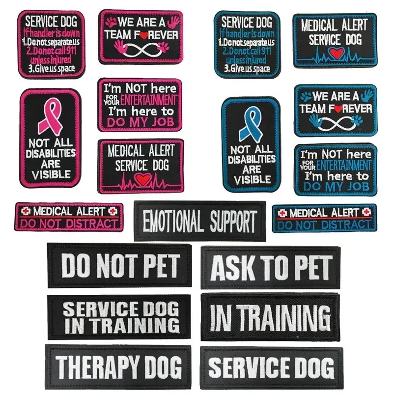 

DO NOT PET Embroidery Patches Service Dog HOOK & LOOP Stickers for Vest Harness Leash Decoration Washable Removable Accessories